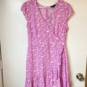 J.Crew Pink Floral Wrap Ruffle Dress Size 8 Cottagecore Spring NWT